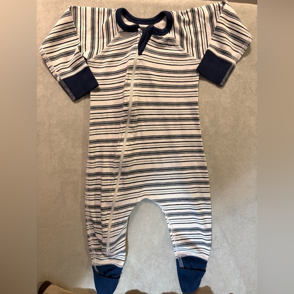 Sapling Organic Mint condition Striped Navy and White Kids One Piece